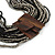 Black, Hematite Glass Bead Multistrand, Layered Necklace With Wooden Square Closure - 64cm L - view 5