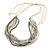 White/ Transparent/ Silver/ Taupe Glass Bead Multi Strand with Ivory Suede Cord Necklace - Adjustable - 64cm Min/ 88cm Max