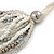 White/ Transparent/ Silver/ Taupe Glass Bead Multi Strand with Ivory Suede Cord Necklace - Adjustable - 64cm Min/ 88cm Max - view 4