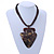 Statement Tribal Triangular Shell Pendant with Multi Brown Waxed Cords Necklace - 41cm L/ 9cm Ext - view 2