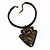 Statement Tribal Triangular Shell Pendant with Multi Brown Waxed Cords Necklace - 41cm L/ 9cm Ext - view 9