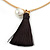 Black Velour Cord Gold Tone Chain with Tassel Choker Necklace - 33cm L/ 4cm Ext - view 7