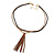 Tribal Brown/ Black Leather Style Necklace with Suede Tassel - 42cm L/ 7cm Ext/ 10cm Tassel - view 7