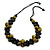 Black/ Olive Cluster Wood Bead Black Cotton Cord Necklace - 80cm L