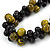 Black/ Olive Cluster Wood Bead Black Cotton Cord Necklace - 80cm L - view 3