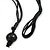 Black/ Olive Cluster Wood Bead Black Cotton Cord Necklace - 80cm L - view 4