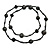 Long Wood, Resin, Glass, Ceramic Bead Necklace (Black/ Dark Grey) - 140cm Length - view 5