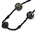 Long Wood, Resin, Glass, Ceramic Bead Necklace (Black/ Dark Grey) - 140cm Length - view 3