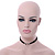 Black Faux Double Suede Cord Choker Necklace with Silver Tone Ring Pendant - 32cm L/ 6cm Ext - view 6