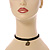 Black Velour Choker Necklace with Bronze Tone Lips Pendant - 34cm L/ 4cm Ext - view 6