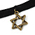 Black Velour Choker Necklace with Bronze Tone Star Pendant - 35cm L/ 4cm Ext - view 4