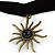 Black Velour Choker Necklace with Bronze Tone Star Pendant - 30cm L/ 6cm Ext - view 3