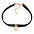 Black Faux Suede Choker Necklace with Lustrous Freshwater Pearl Bead 15mm Pendant - 30cm L/ 7cm Ext - view 7