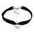 Black Velour Choker Necklace with Double Pearl Bead 15mm/ 10mm Pendant - 29cm L/ 6cm Ext