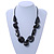 Black, Gold Wood and Glass Bead Cotton Cord Necklace - 60cm L - view 2