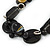 Black, Gold Wood and Glass Bead Cotton Cord Necklace - 60cm L - view 3
