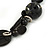 Black, Gold Wood and Glass Bead Cotton Cord Necklace - 60cm L - view 4