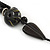 Black, Gold Wood and Glass Bead Cotton Cord Necklace - 60cm L - view 5