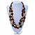 3 Strand Black/ Brown/ Neutral Round, Button Wooden Beads Necklace - 70cm - view 2