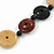 3 Strand Black/ Brown/ Neutral Round, Button Wooden Beads Necklace - 70cm - view 4