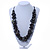 Black/ Gold Cluster Wood Bead Black Cotton Cord Necklace - 80cm L - view 2