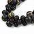 Black/ Gold Cluster Wood Bead Black Cotton Cord Necklace - 80cm L - view 4