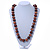 Long Chunky Brown Wood Bead Necklace - 82cm L - view 2