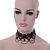 Chic Victorian/ Gothic/ Burlesque Black Sequin, Bead Lace Chain Choker Necklace In Black Tone - 29cm L/ 6cm Ext - view 2