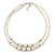 Two Row White Simulated Glass Pearl Beads with Crystal Rings Necklace - 50cm L/ 3cm Ext - view 8