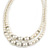 Two Row White Simulated Glass Pearl Beads with Crystal Rings Necklace - 50cm L/ 3cm Ext - view 7