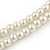 Two Row White Simulated Glass Pearl Beads with Crystal Rings Necklace - 50cm L/ 3cm Ext - view 5