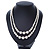 Two Row White Simulated Glass Pearl Beads with Crystal Rings Necklace - 50cm L/ 3cm Ext - view 3