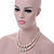 Two Row White Simulated Glass Pearl Beads with Crystal Rings Necklace - 50cm L/ 3cm Ext - view 2