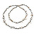 Long Off White Shell Nugget and Clear Glass Crystal Bead Necklace - 110cm L - view 5
