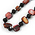 Long Brown/ Plum Shell Nugget and Black Glass Crystal Bead Necklace - 120cm L - view 4