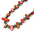 Long Brown/ Brick Red Shell Nugget and Purple Glass Crystal Bead Necklace - 120cm L - view 5
