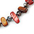 Long Brown/ Brick Red Shell Nugget and Purple Glass Crystal Bead Necklace - 120cm L - view 4