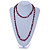 Long Cranberry Shell Nugget and Chameleon Purple Glass Crystal Bead Necklace - 112cm L - view 2