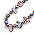 Long Inky Blue, Plum Shell Nugget and Glass Crystal Bead Necklace - 110cm L - view 3