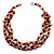 3 Strand Brick Red/ Brown Shell Nugget and Black Crystal Bead Necklace with Silver Tone Spring Ring Closure - 66cm L - view 6
