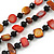 3 Strand Brick Red/ Brown Shell Nugget and Black Crystal Bead Necklace with Silver Tone Spring Ring Closure - 66cm L - view 4