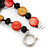3 Strand Brick Red/ Brown Shell Nugget and Black Crystal Bead Necklace with Silver Tone Spring Ring Closure - 66cm L - view 5