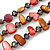 3 Strand Brick Red/ Mustard Brown Shell Nugget and Crystal Bead Necklace with Silver Tone Spring Ring Closure - 66cm L - view 4