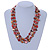 3 Strand Brick Red/ Mustard Brown Shell Nugget and Nude Crystal Bead Necklace with Silver Tone Spring Ring Closure - 66cm L - view 2
