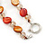 3 Strand Brick Red/ Mustard Brown Shell Nugget and Nude Crystal Bead Necklace with Silver Tone Spring Ring Closure - 66cm L - view 5
