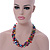 3 Strand Multicoloured Shell Nugget and Crystal Bead Necklace with Silver Tone Spring Ring Closure - 52cm L/ 5cm Ext - view 2