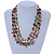 3 Strand Olive/ Mustard Shell Nugget and Crystal Bead Necklace with Silver Tone Spring Ring Closure - 52cm L/ 6cm Ext - view 2