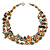 3 Strand Olive/ Mustard Shell Nugget and Crystal Bead Necklace with Silver Tone Spring Ring Closure - 52cm L/ 6cm Ext - view 6