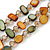 3 Strand Olive/ Mustard Shell Nugget and Crystal Bead Necklace with Silver Tone Spring Ring Closure - 52cm L/ 6cm Ext - view 4
