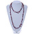 Long Purple Shell Nugget and Glass Crystal Bead Necklace - 112cm L - view 2